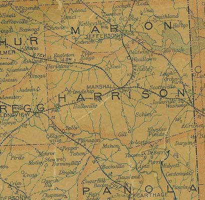 Harrison County Texas 1907 Postal Map