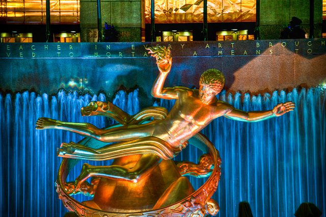The Prometheus status in Rockefeller Plaza, by Flickr user paigeh