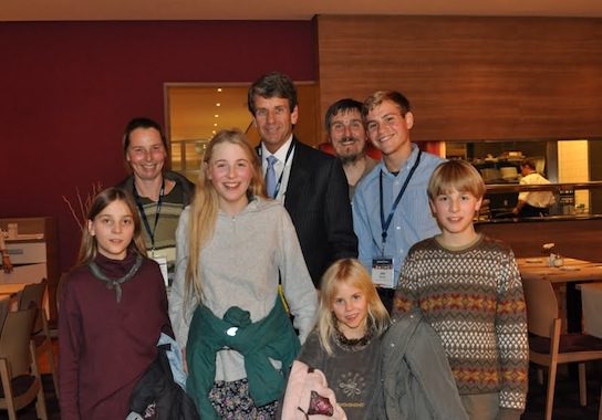 The Wunderlich family with Mike Farris, chairman of the Home Schooling Legal Defense Association.
