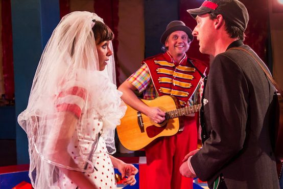 Emily Casey, Robert McLean and Shawn Pfautsch in The Mikado at the Steppenwolf Garage