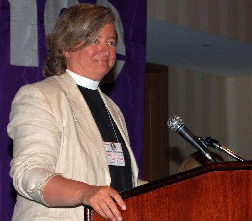 The Very Rev. Katherine Ragsdale, lesbian cleric and then president and dean of Episcopal Divinity School, delivers 2009 'abortion is a blessing' address (National Organization for Women/Flickr)