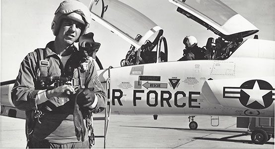 Testing a T-38 for Northrop at Palmdate, California 1961. (Courtesy of James P. Stevenson)