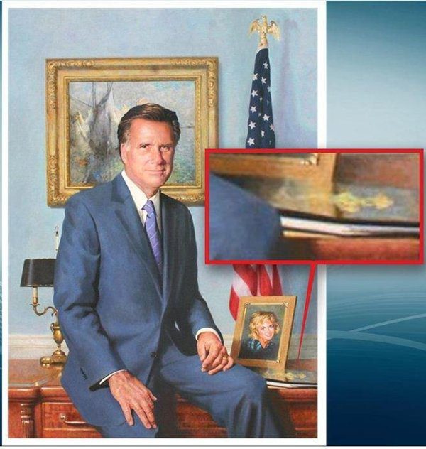 Romney Official Portrait With Binder Full Of Healthcare