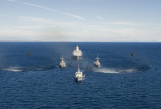 navy ships at sea formation
