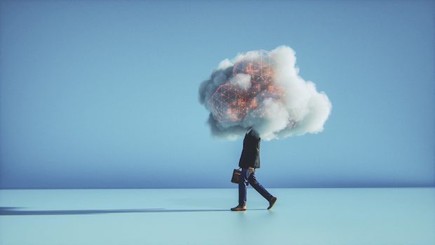 Humorous mobile cloud computing conceptual image