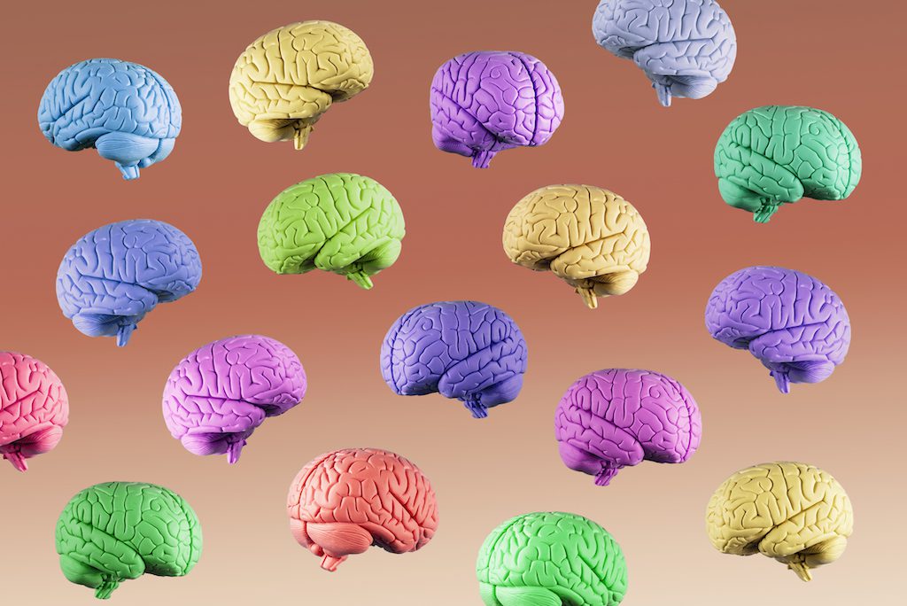 Multi colored floating brains