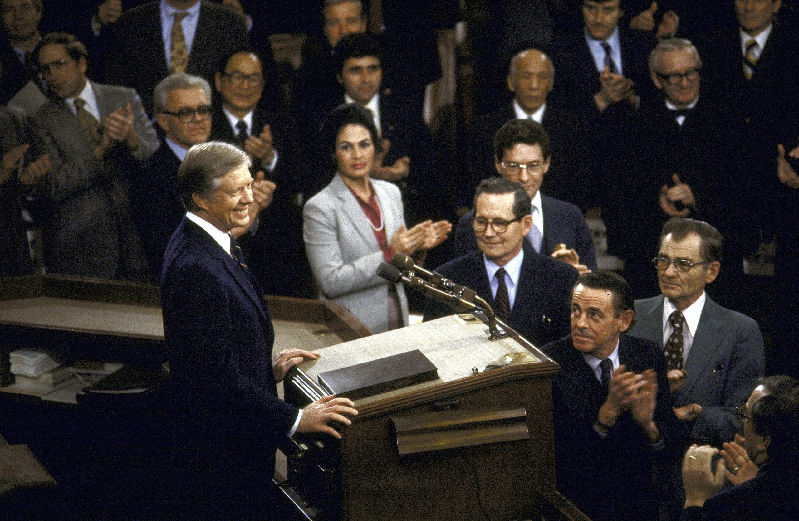 pres Jimmy Carter delivering State of the Union Speech befo