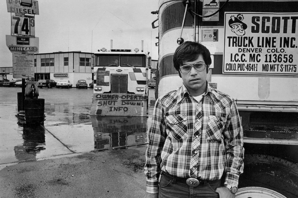 JUN 7 1979; Struck Out On Job; Bruce Cascio, 27, of Thornton, stands near a truck of the Scott Truck