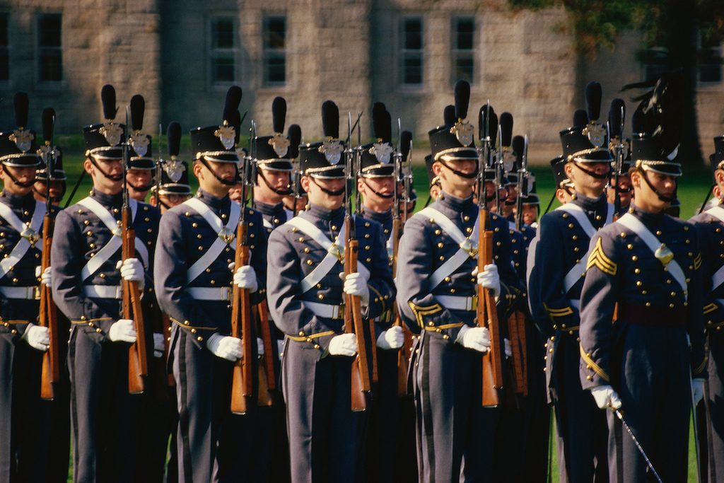 Soldiers standing at attention, Westpoint Military Academy