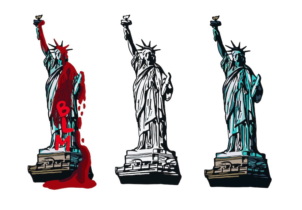collection of statues of liberty vector illustration