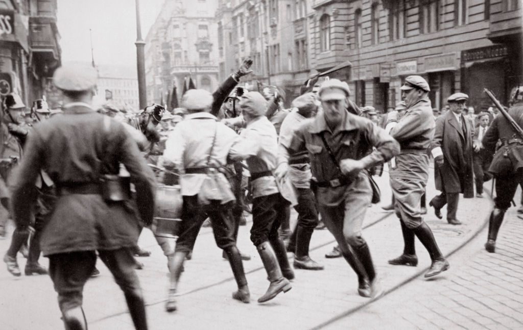 Men In Bolshevik Uniform Fighting Police In The Street Germany circa 1918-circa 1933(?) (1936)