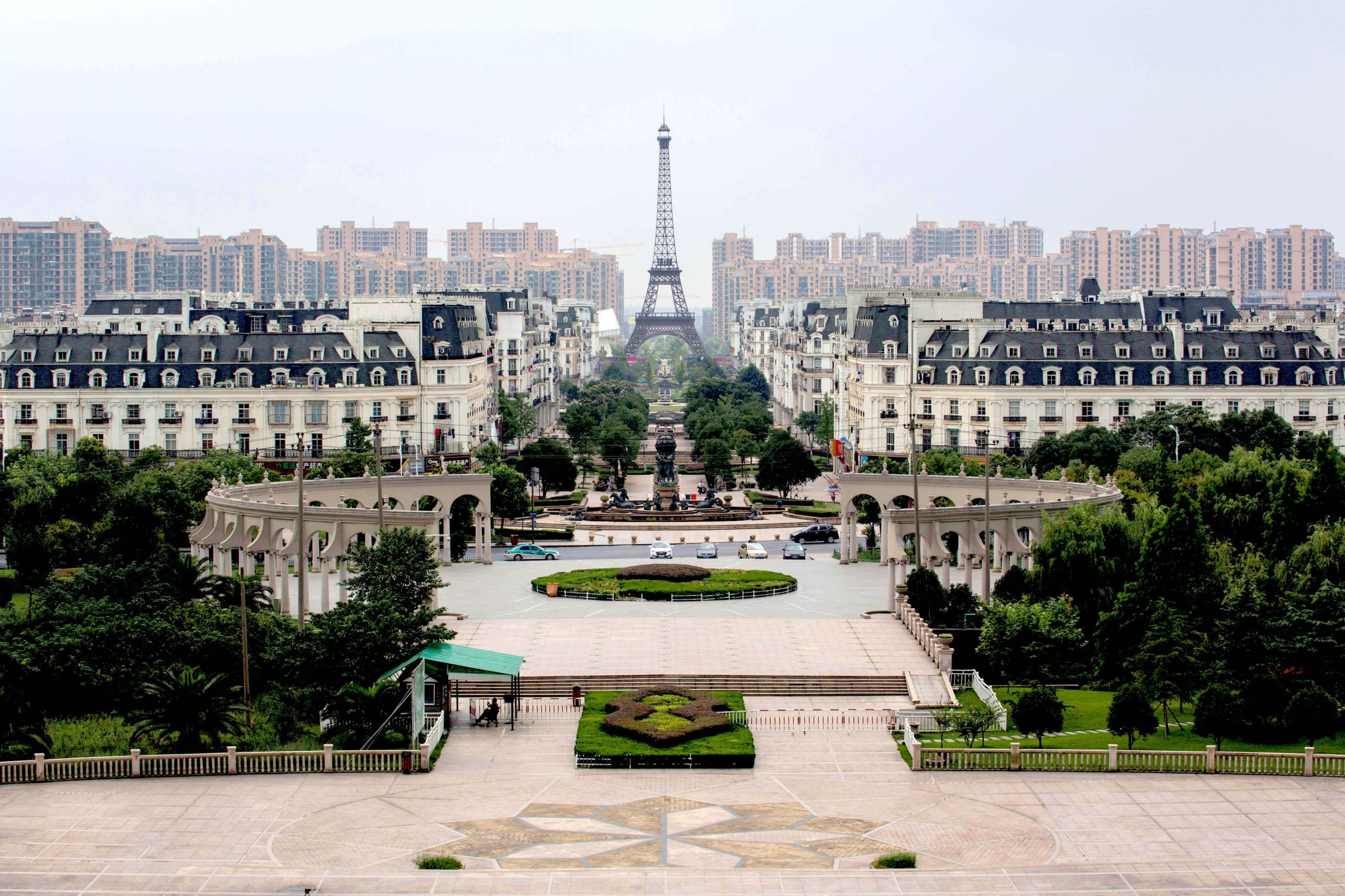 Photo shows a replica of Paris in Tianducheng, a residential