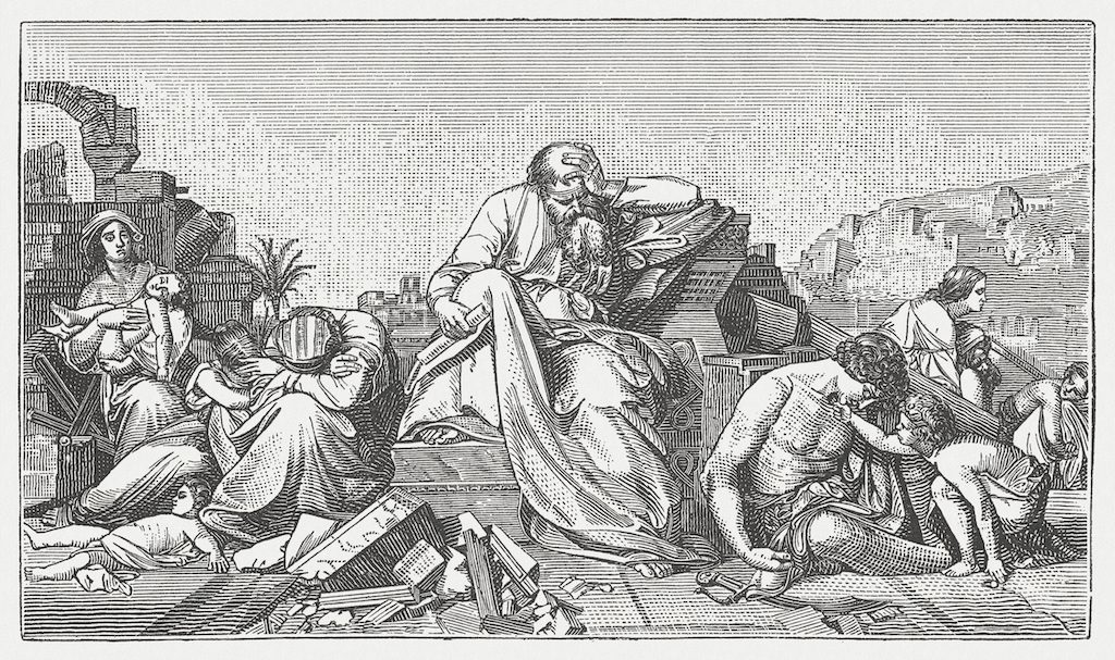 Jeremia seated in the ruins of Jerusalem, published in 1881