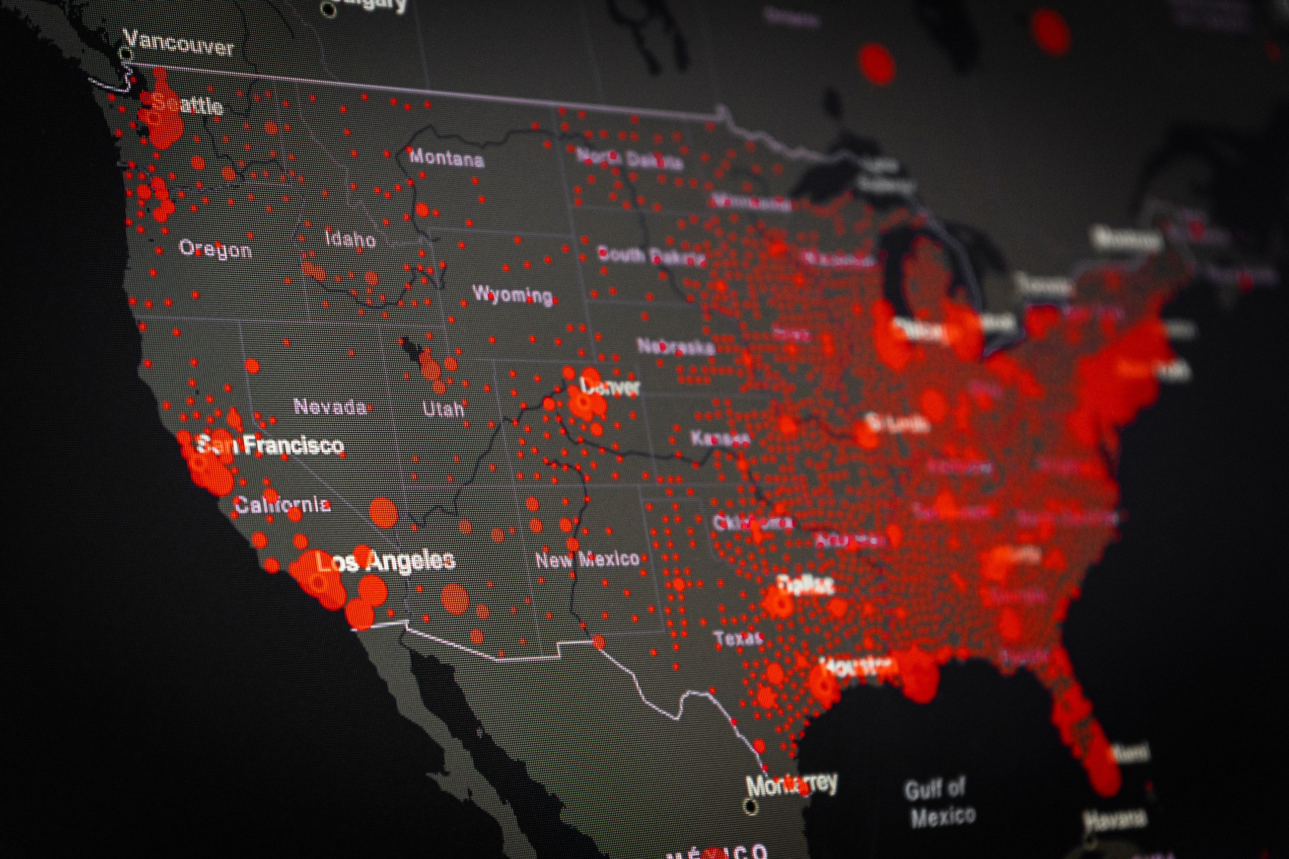 Map,Of,Coronavirus,(covid-19),,Close-up,United,States,With,Covid-19,,Covid