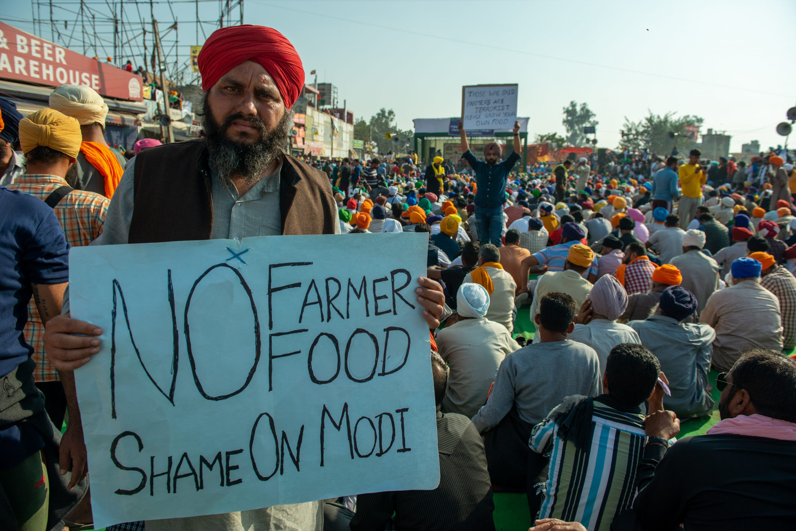Haryana,,India,December,9,2020:,A,Sikh,Farmer,Showing,An