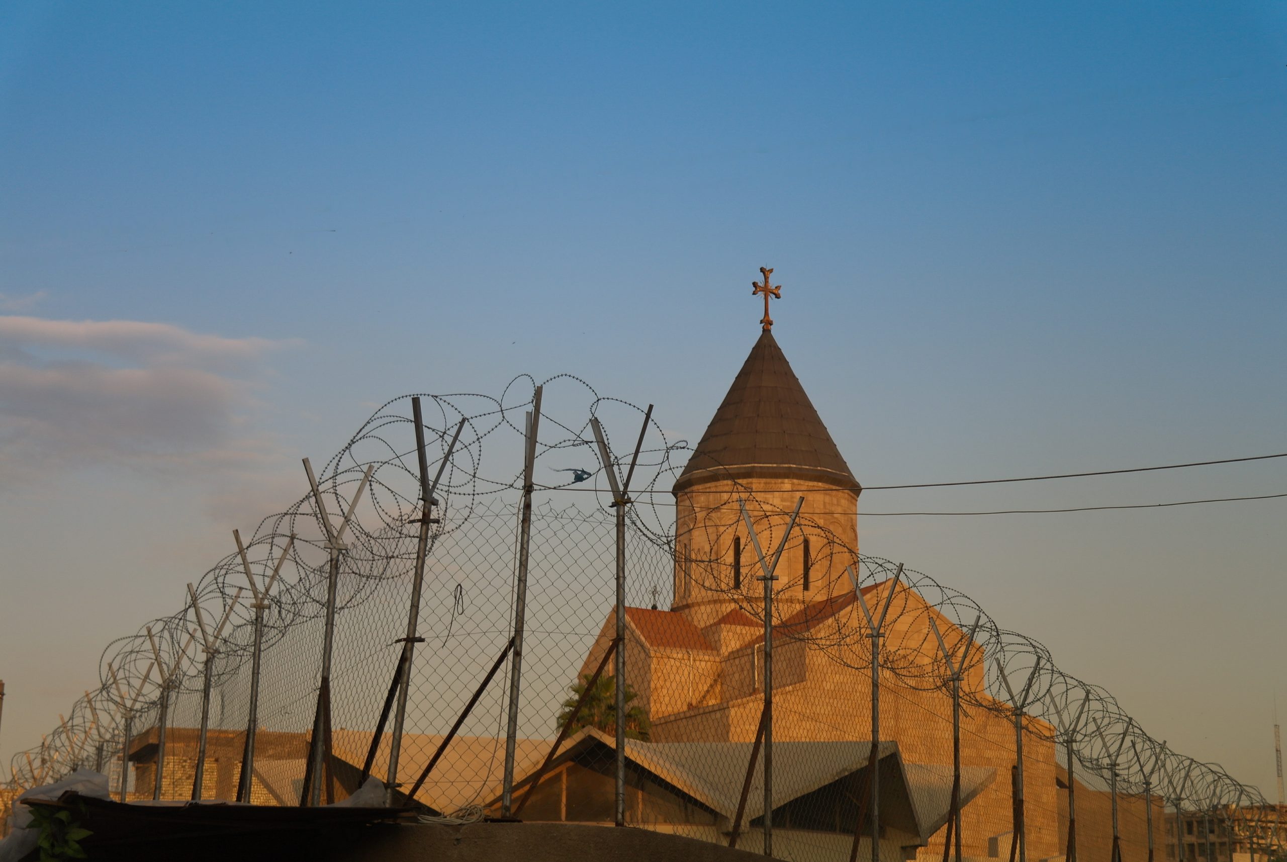 Armenian,Church,Behind,Barbed,Wire,,Baghdad,,Iraq