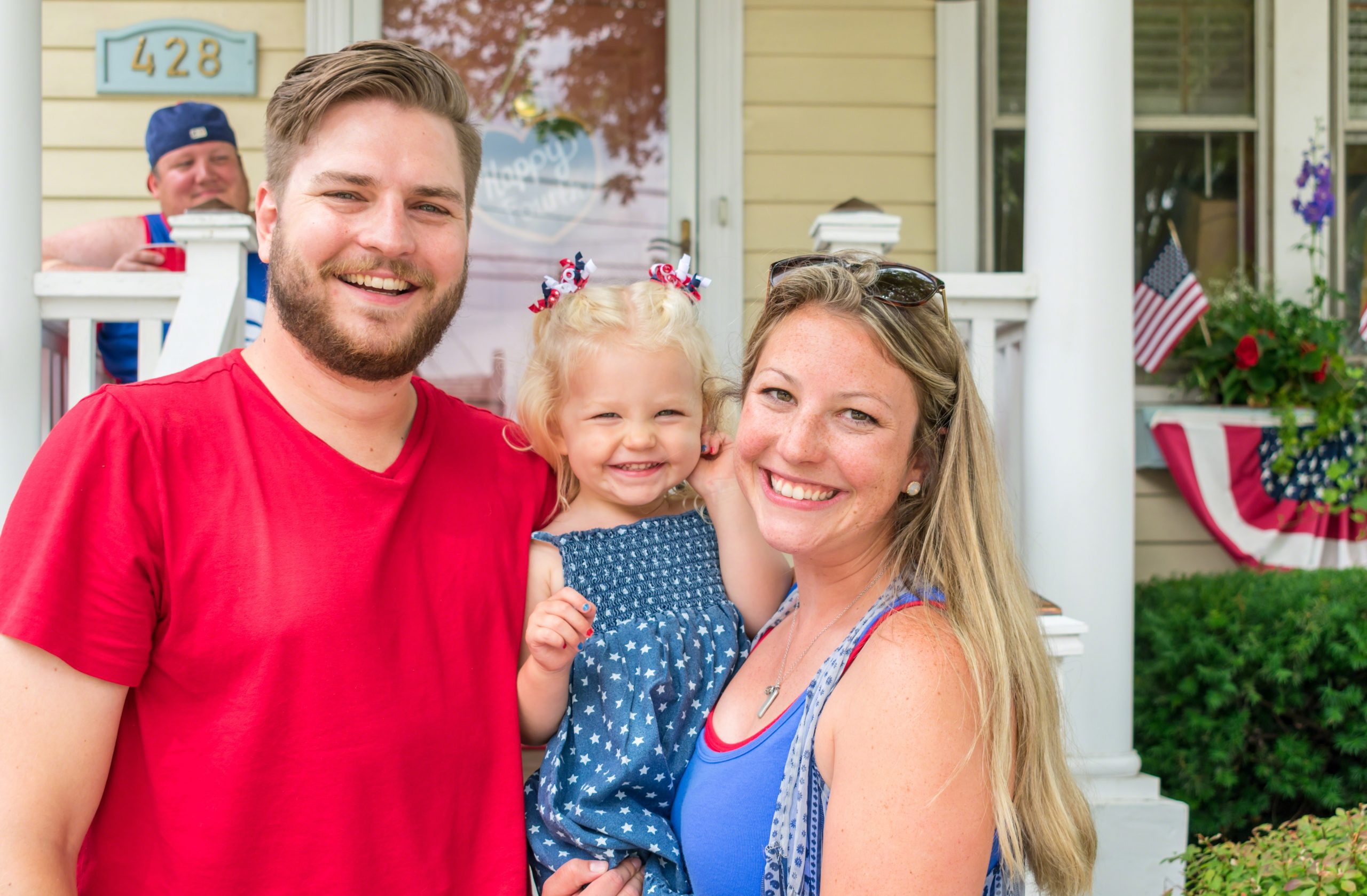 Cute,Young,Family,Celebrating,The,4th,Of,July