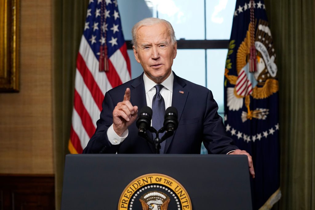President Biden Delivers Address On Afghanistan From White House Treaty Room