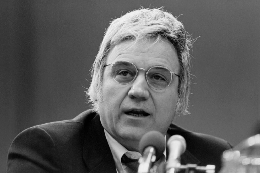 Close-up of Rep. James Traficant giving speech