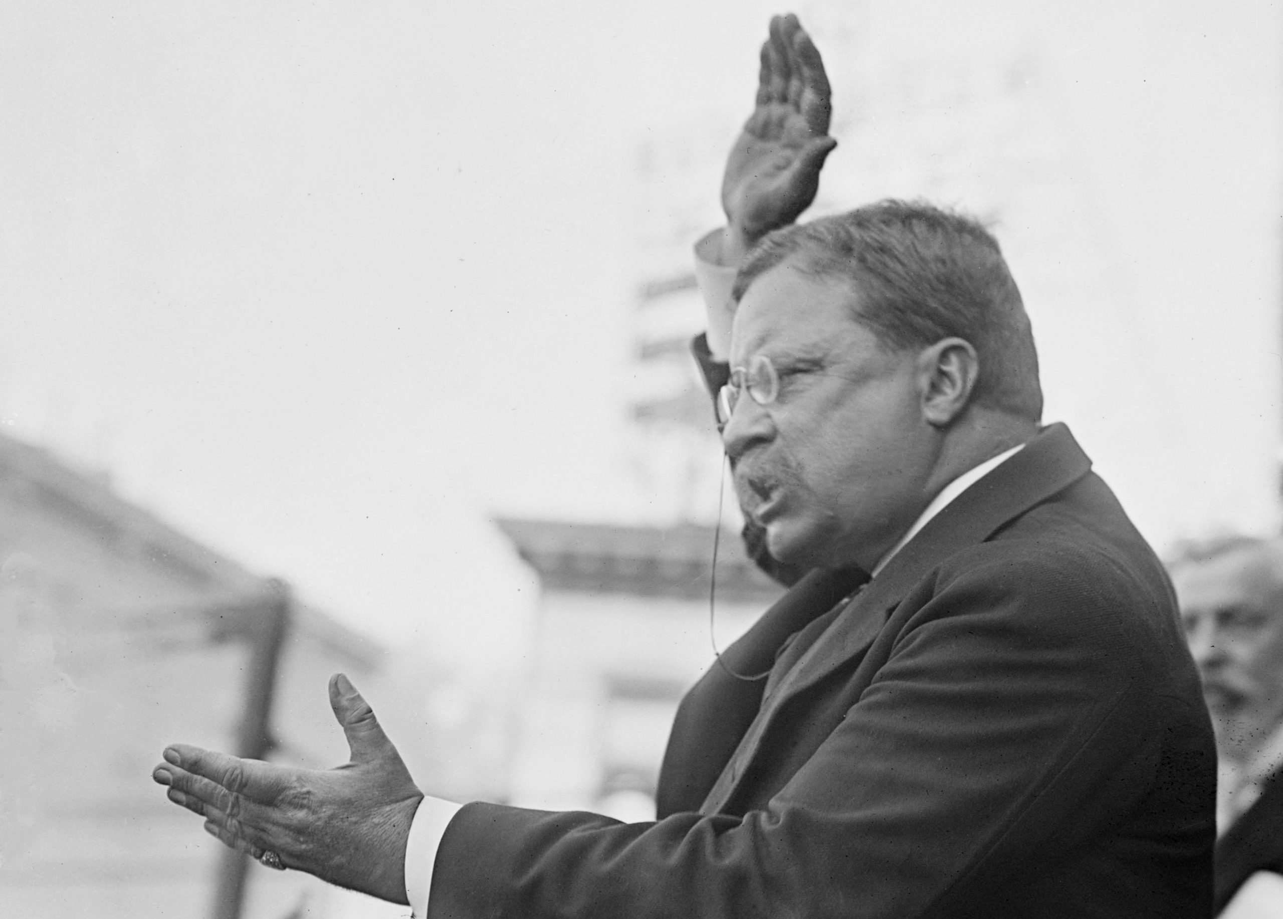 Ex-president,Theodore,Roosevelt,Gesticulating,With,Arms,As,He,Speaks,To