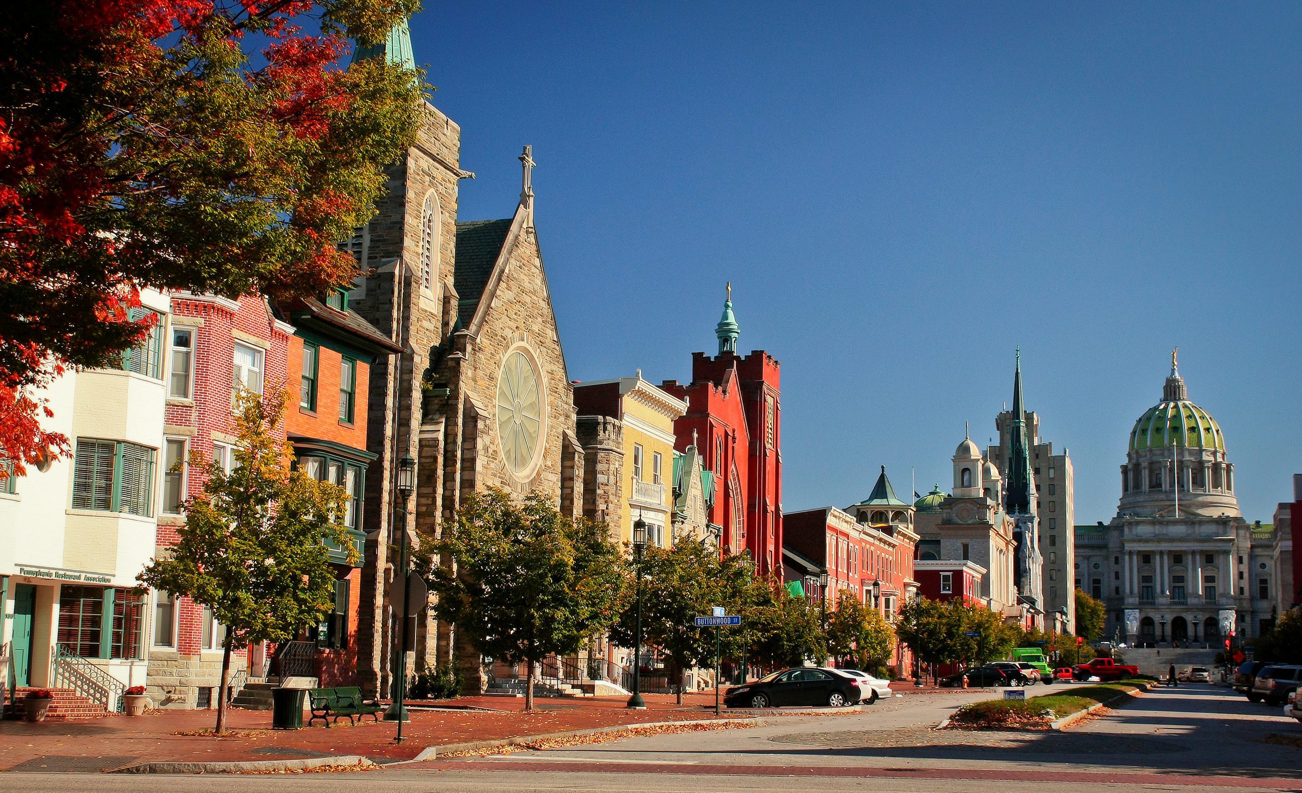 Long,Street,Of,Historical,Part,Of,Harrisburg,In,Pennsylvania,,Us