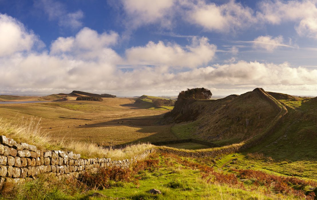English,Countryside,With,Hadrian's,Wall,In,Beautiful,Early,Morning,Light.