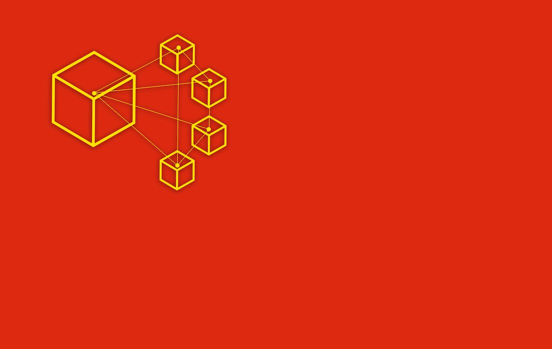 China,Flag,With,Stars,Replaced,By,Cubes,Symbolizing,Blockchain.,Suitable