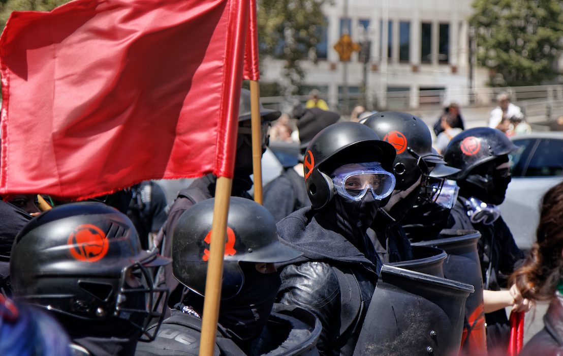 Portland,,Oregon,/,Usa,-,August,4th,,2018:,Antifa,Members