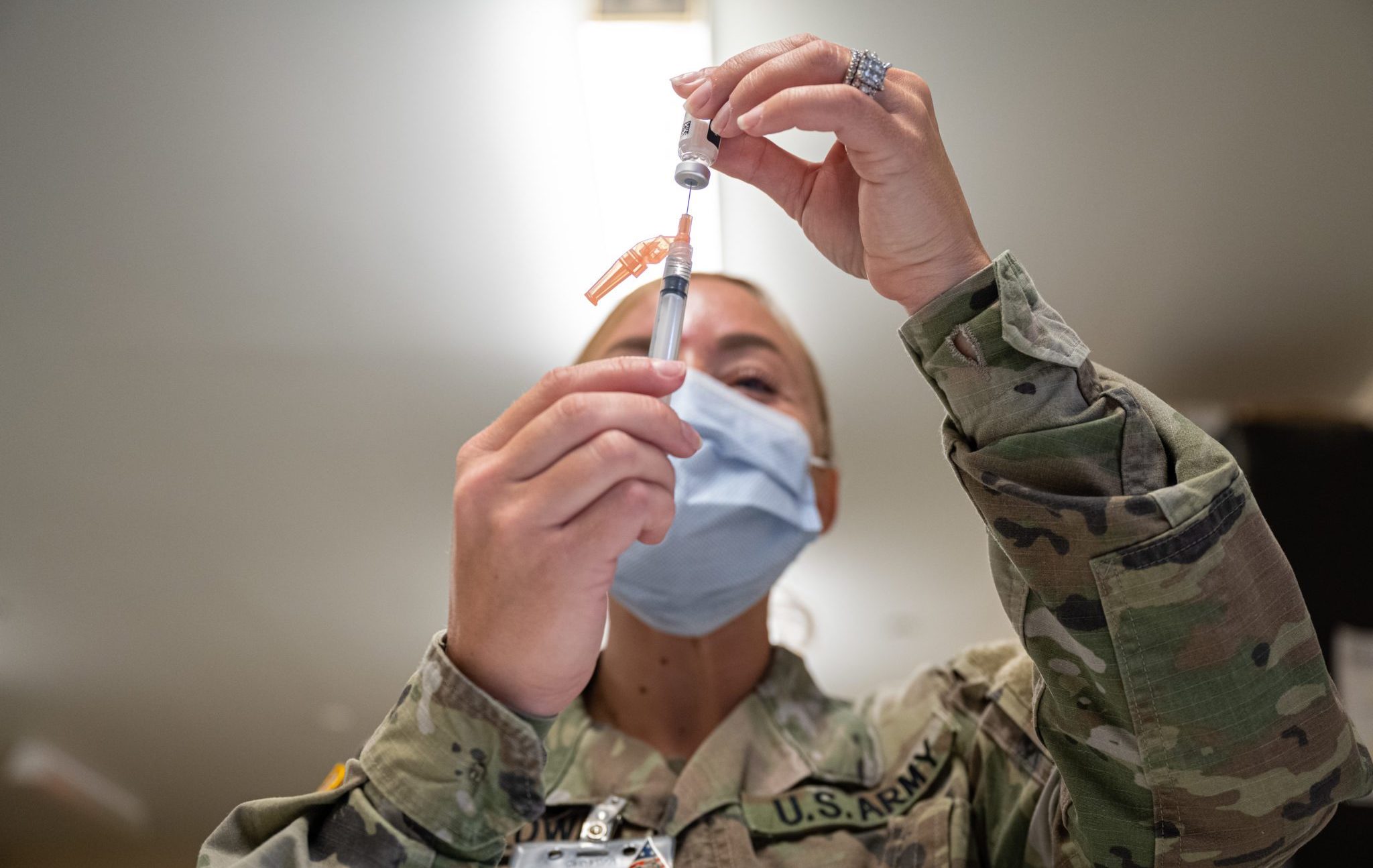 U.S. Military Members Receive COVID-19 Vaccinations At Fort Knox