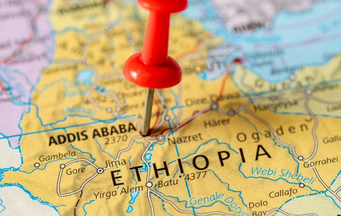 Push,Pin,On,The,Territory,Of,Ethiopia,On,The,World
