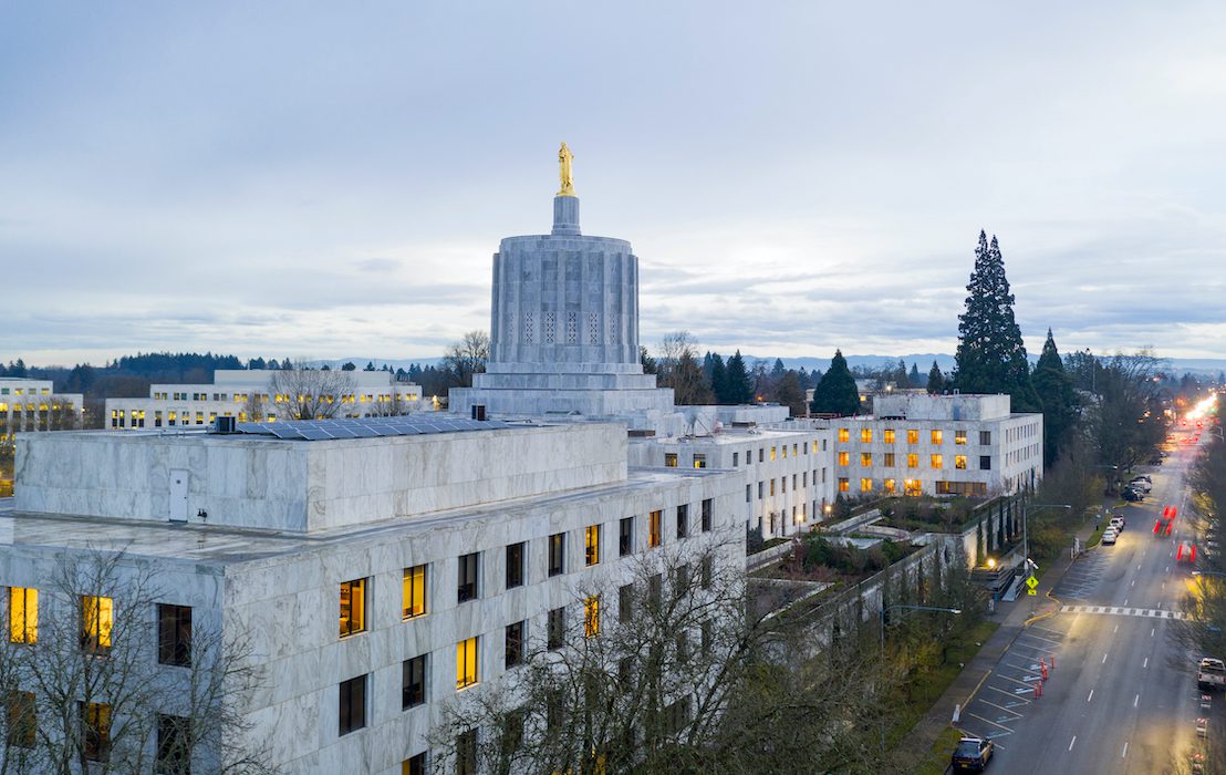The,State,Capital,Building,Adorned,With,The,Oregon,Pioneer,With