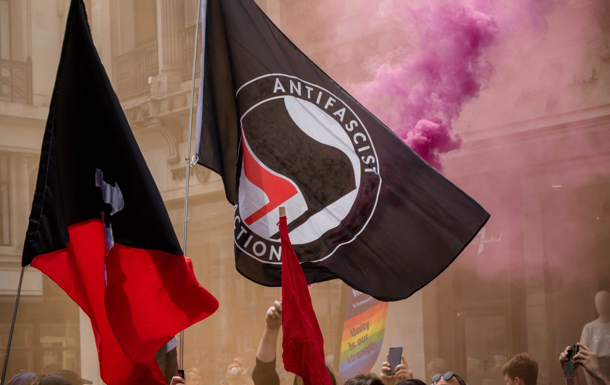 The,Antifa,Flag,Being,Displayed,At,An,Anti,Fascist,Demonstration