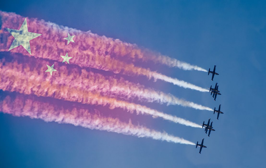 China,Air,Forces,Strike,Concept.,Fighter,Aircrafts,With,China,Flag