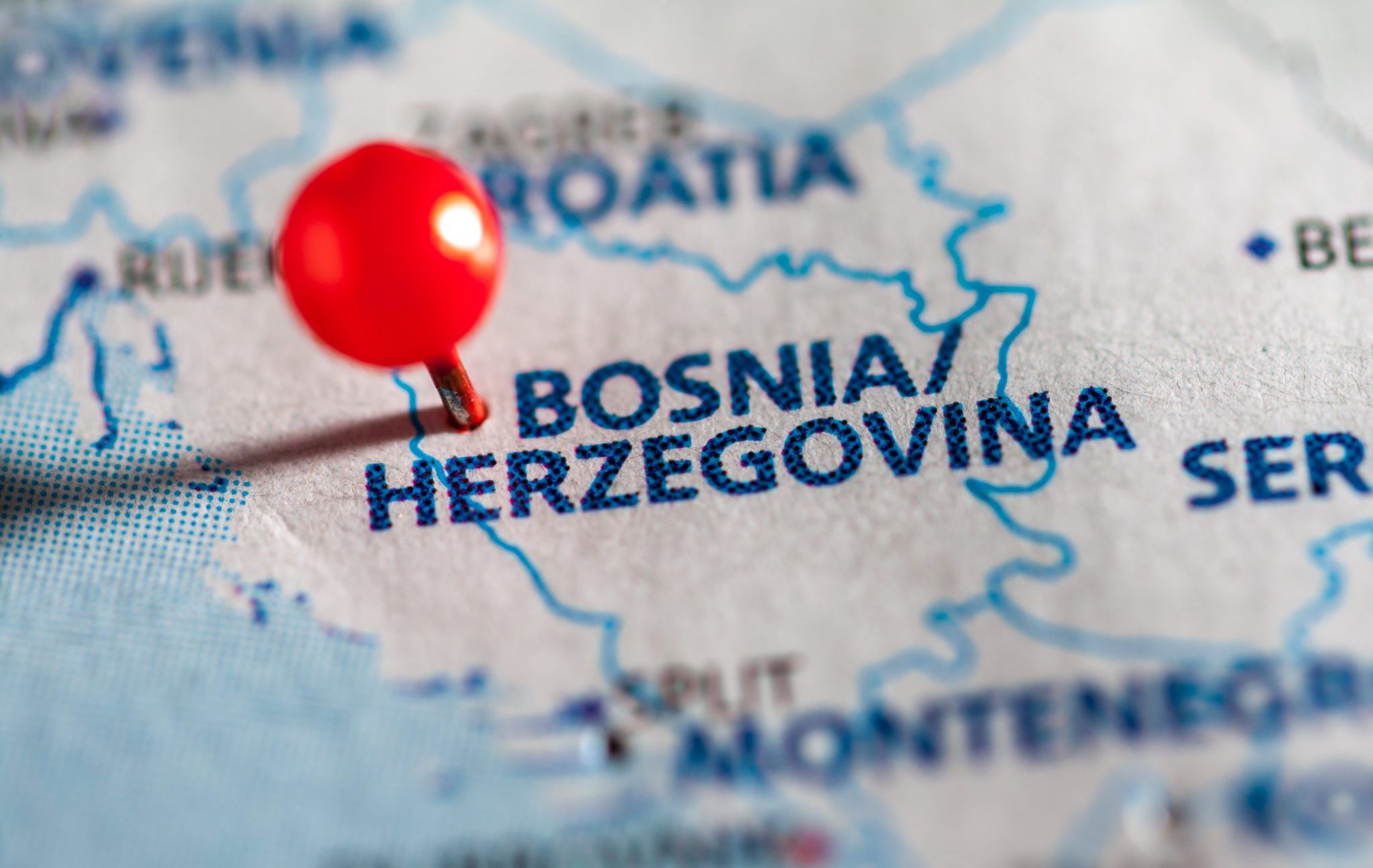 Bosnia,Herzegovina,Pinned,On,A,Map,Of,Europe.