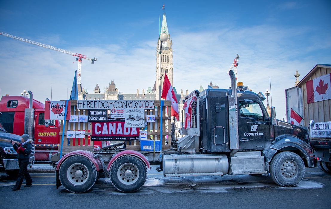 Ottawa,Ontario,Canada,,January,31,,2022,,Trucks,Protest,On,Parliament