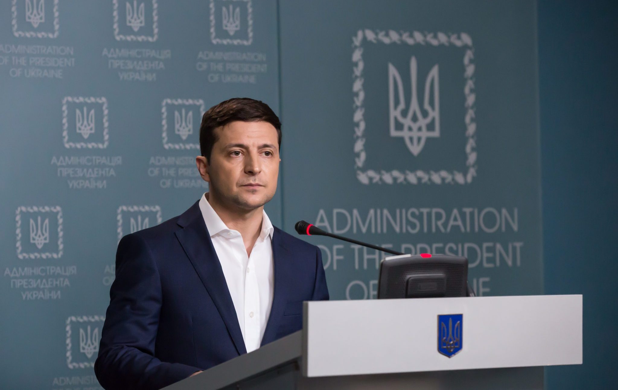 Ukraine's,President,Volodymyr,Zelenskiy,Attends,A,News,Briefing,At,The