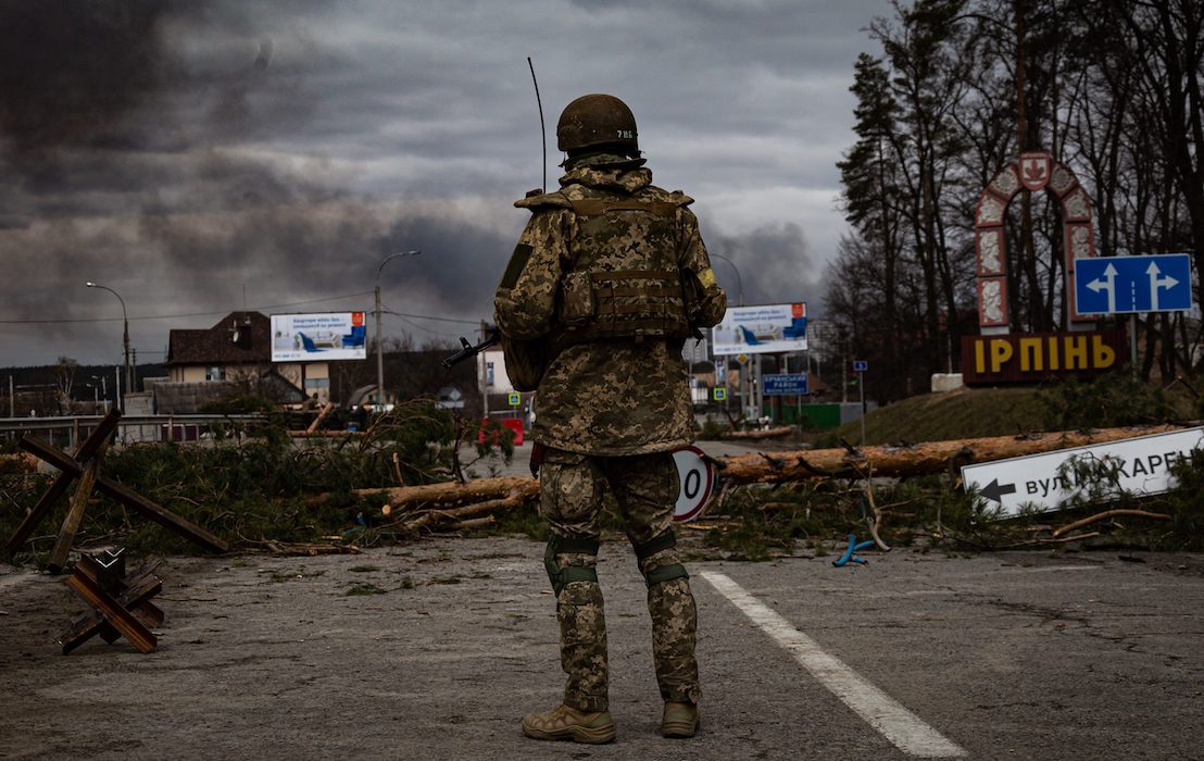 Irpin,,Ukraine,-,5,March,2022:,Ukrainian,Soldier,Stands,On