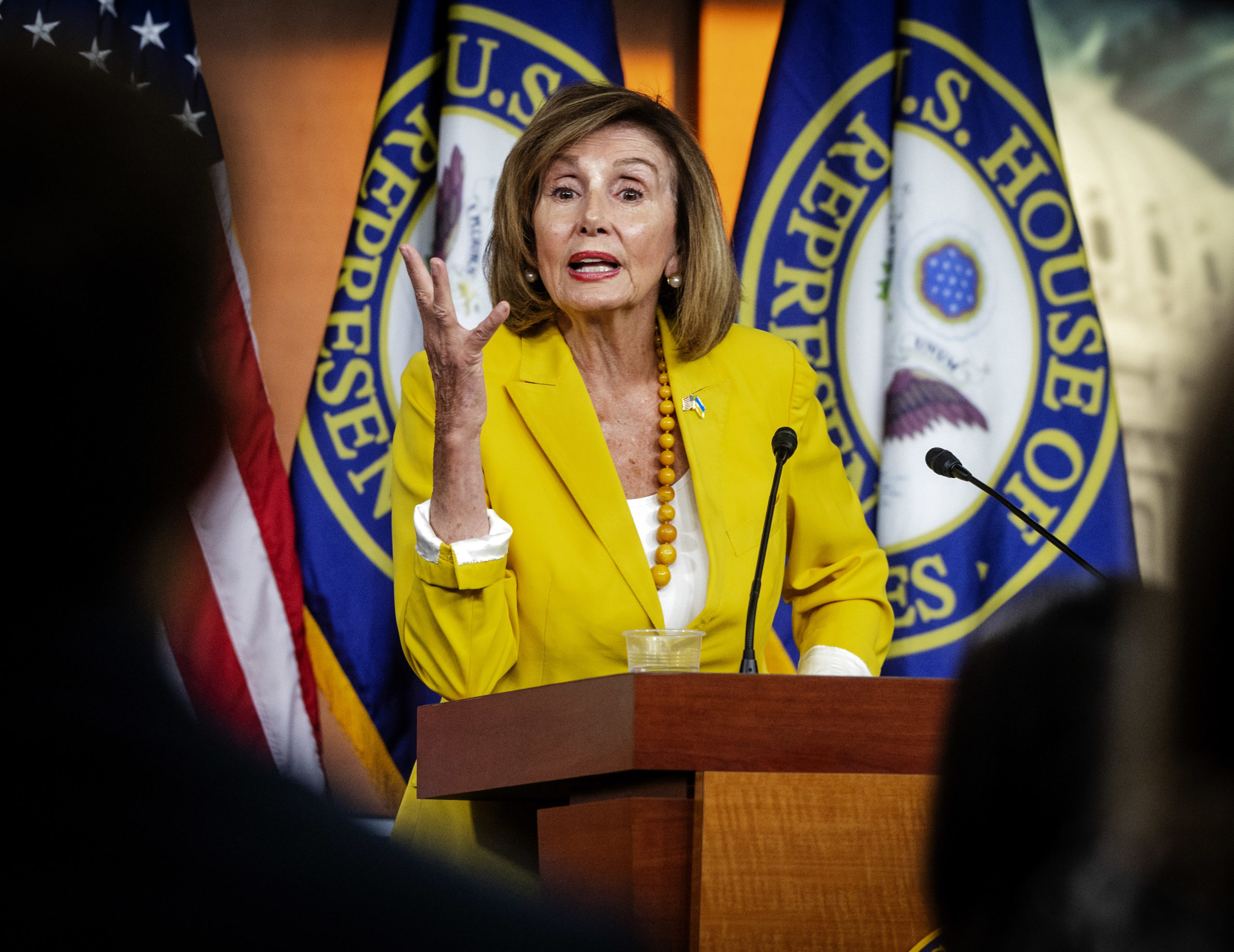 House Speaker Rep. Nancy Pelosi(D-CA) addresses reporters at her weekly press conference at the U.S. Capitol, on July 21 in Washington, DC.