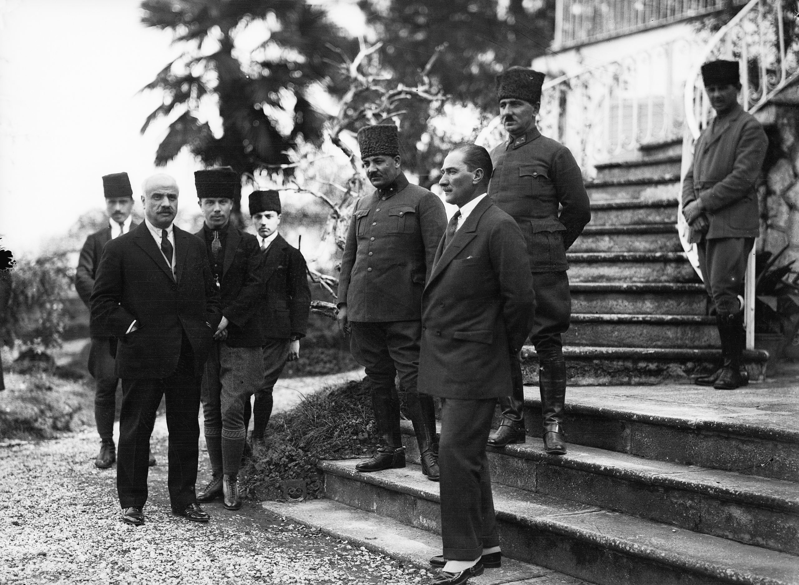 Mustafa Kemal & Officers On Stairs