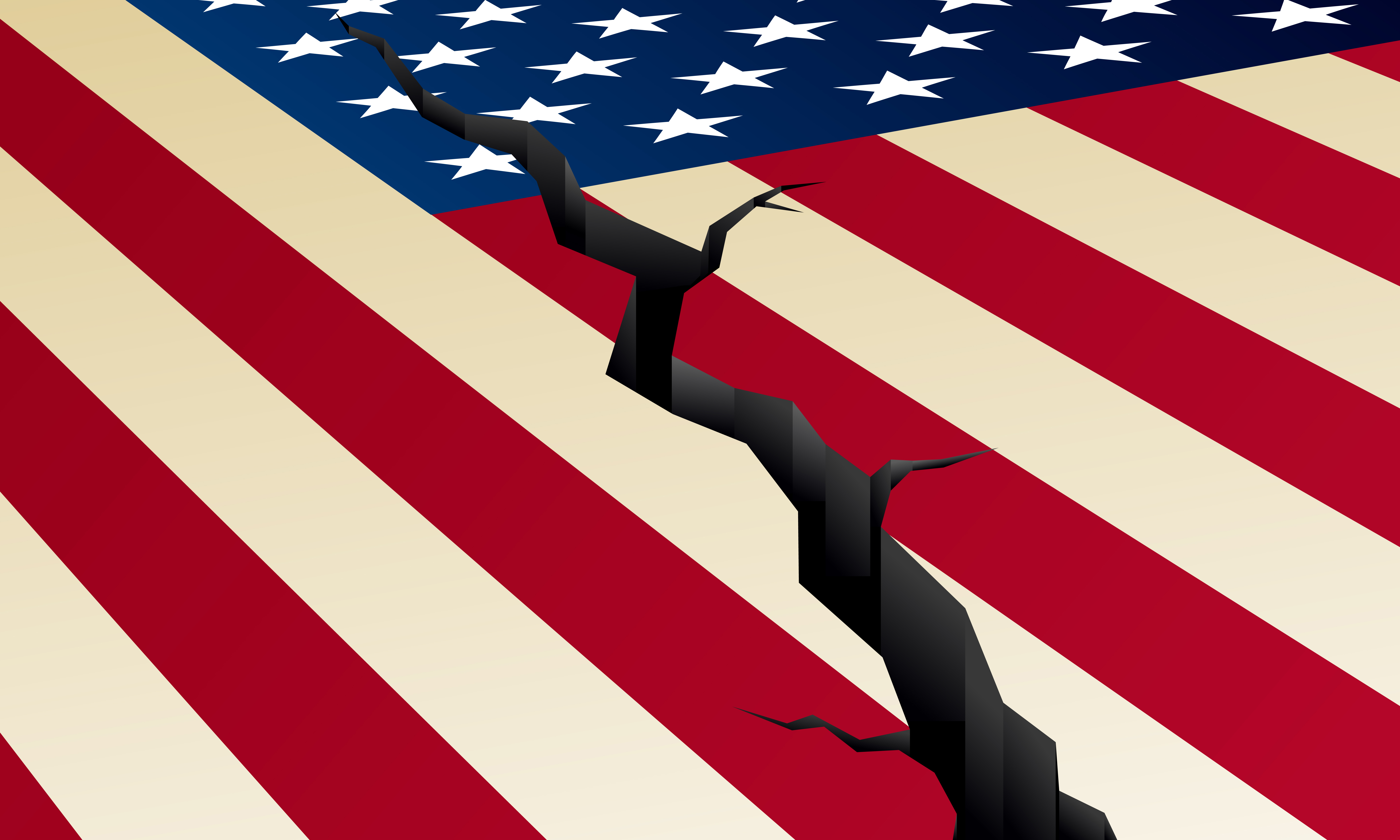 Cracked,Us,Flag,,Political,Divisions,In,America,,Template,Illustration
