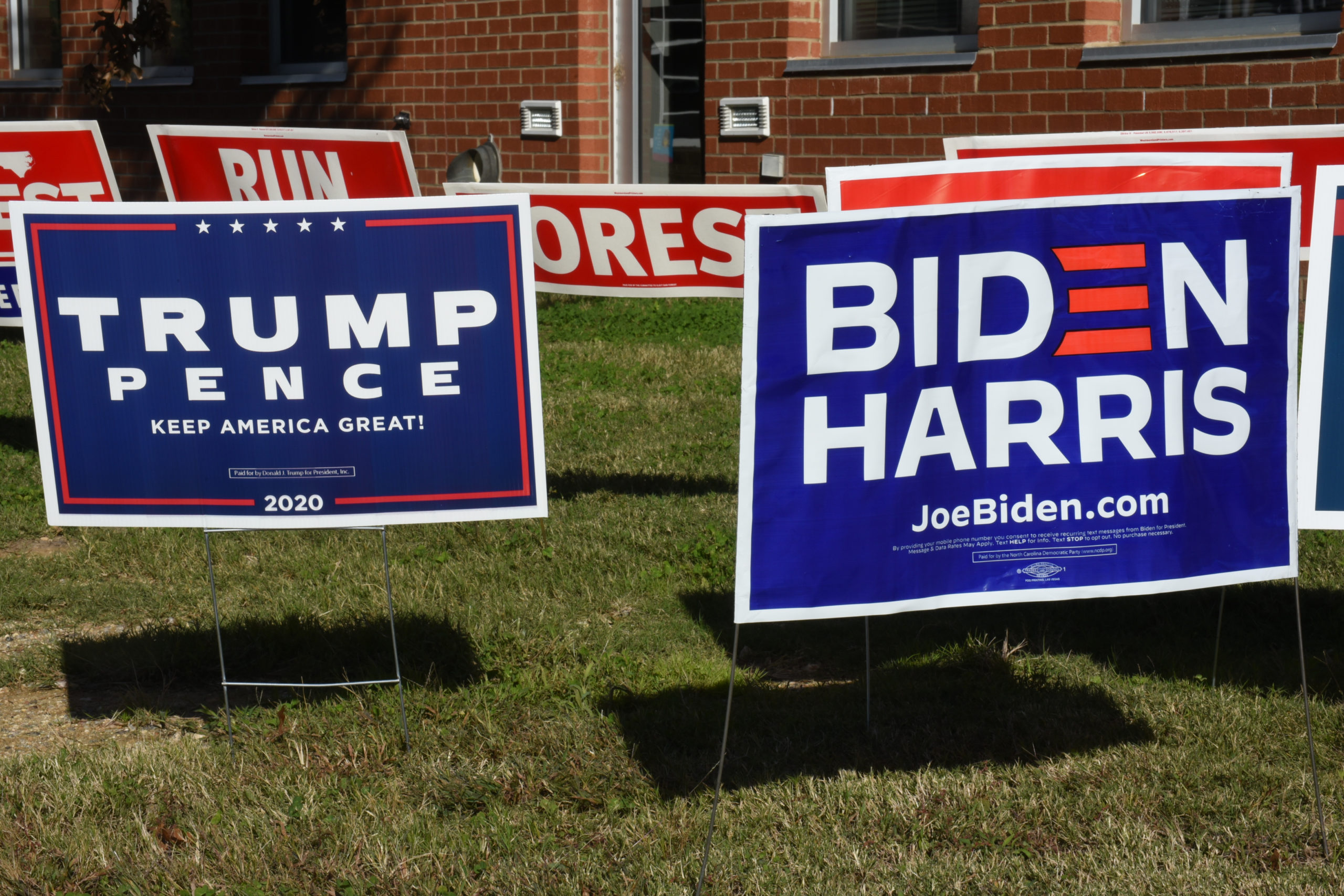 Raleigh,,Nc/united,States-,11/03/2020:,Various,Campaign,Signs,Are,Seen,At