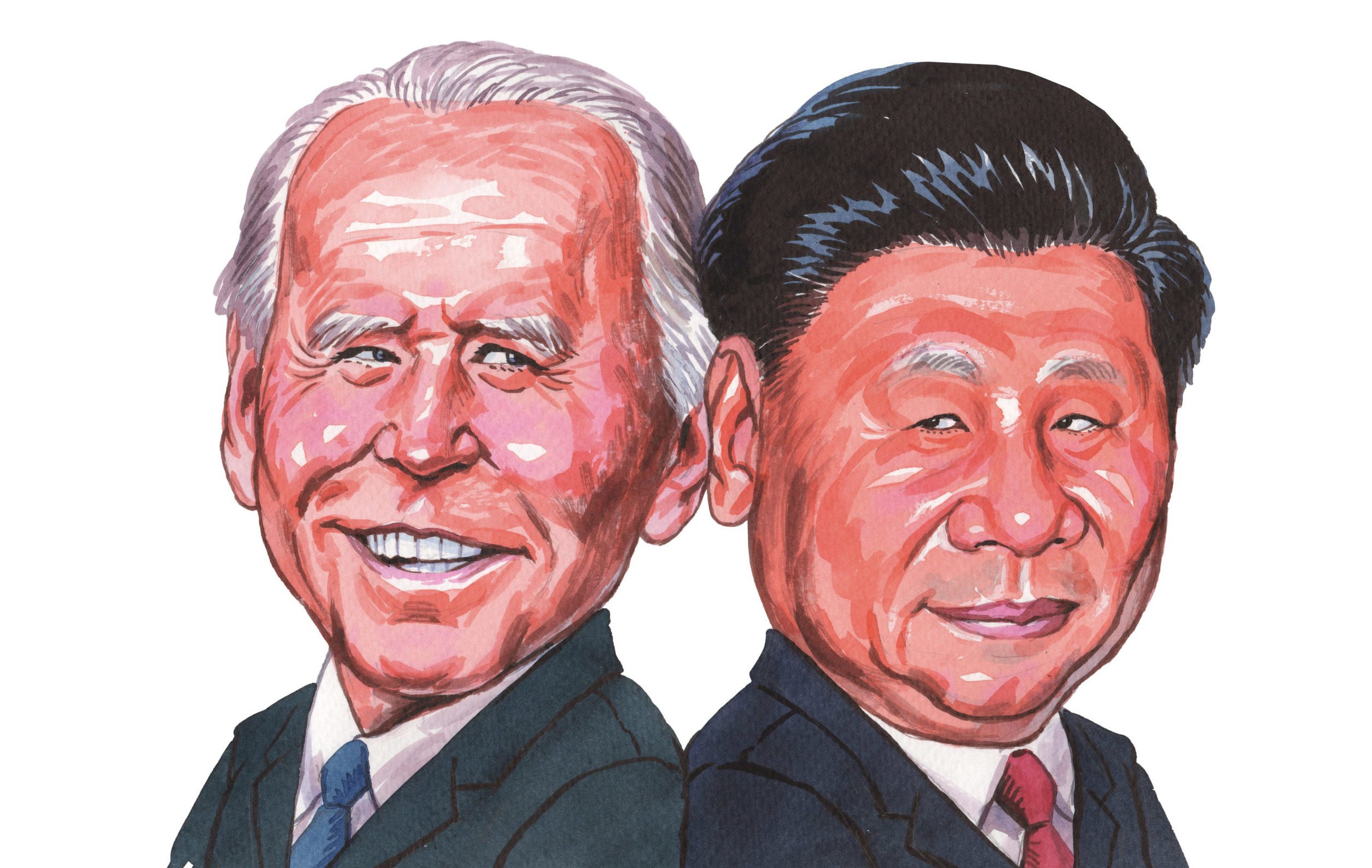 Joe,Baiden,And,Xi,Jin,Ping.,Illustration,caricature,design,july,10,2021