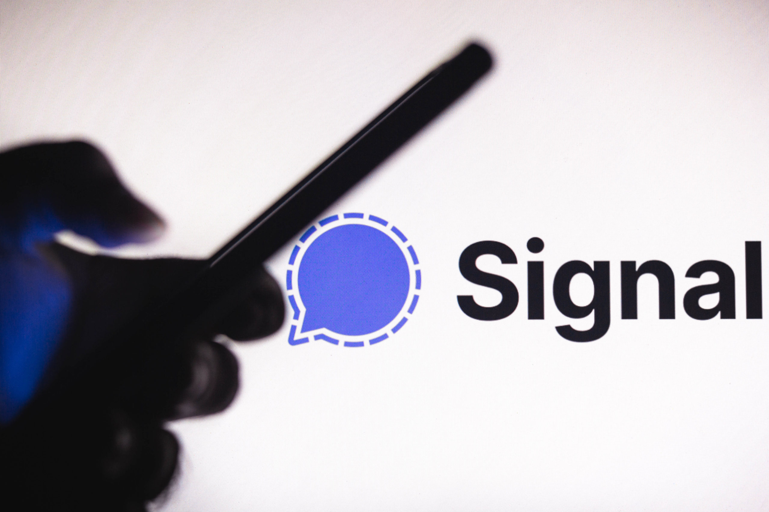In this photo illustration the Signal logo seen in the