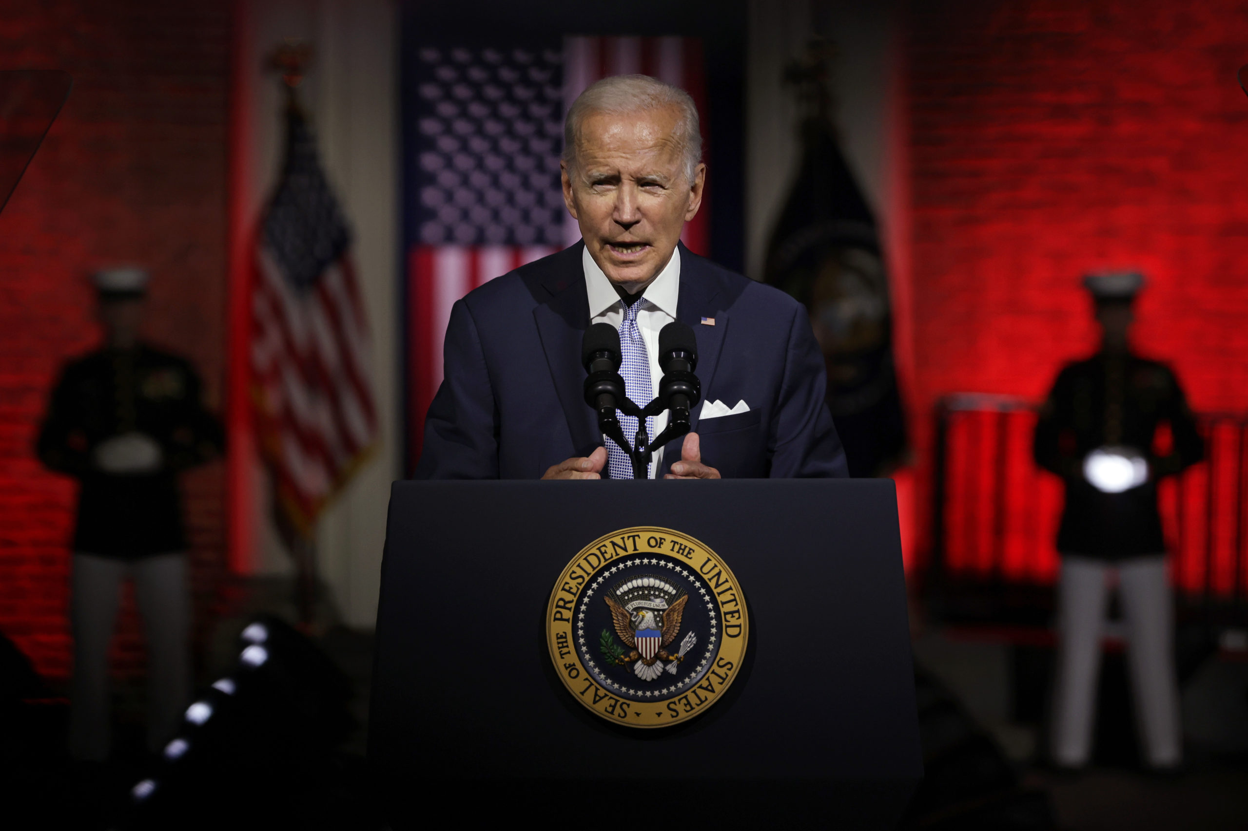 President Biden During Primetime Speech Outside Philadelphia's Independence National Historical Park