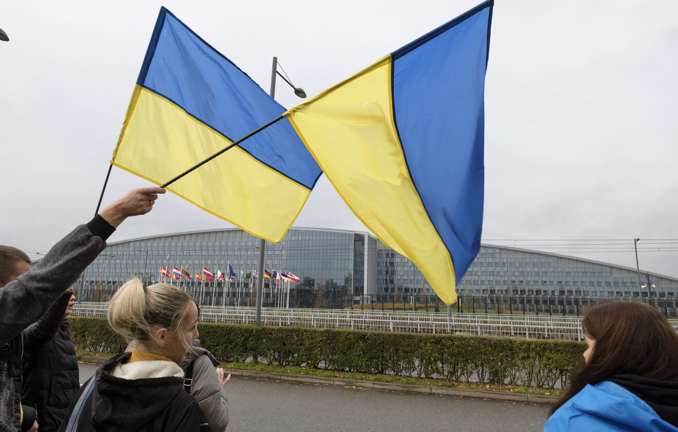 Protest Outside NATO Headquarters In Brussels