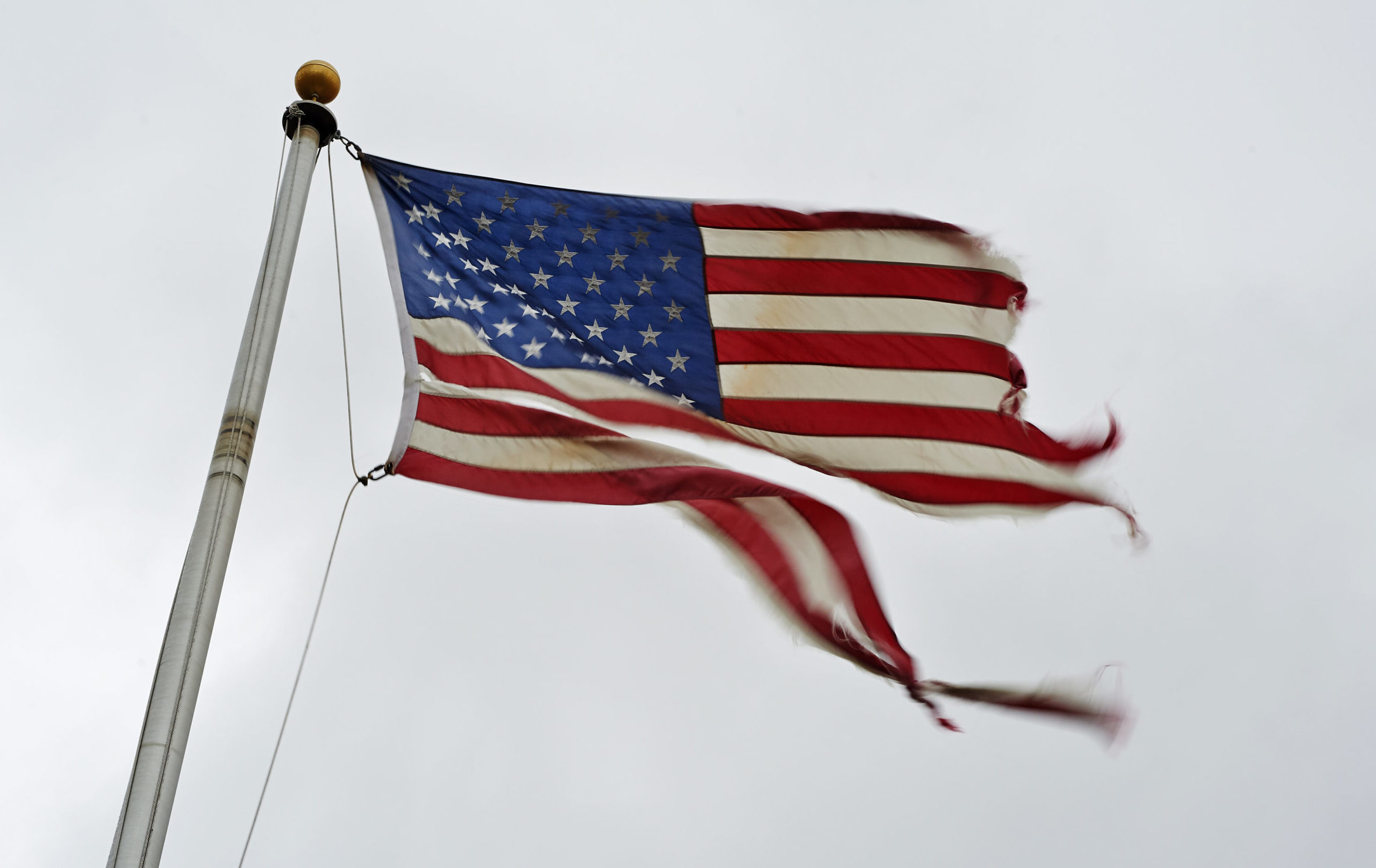 Tattered American Flag After Hurricane Sandy