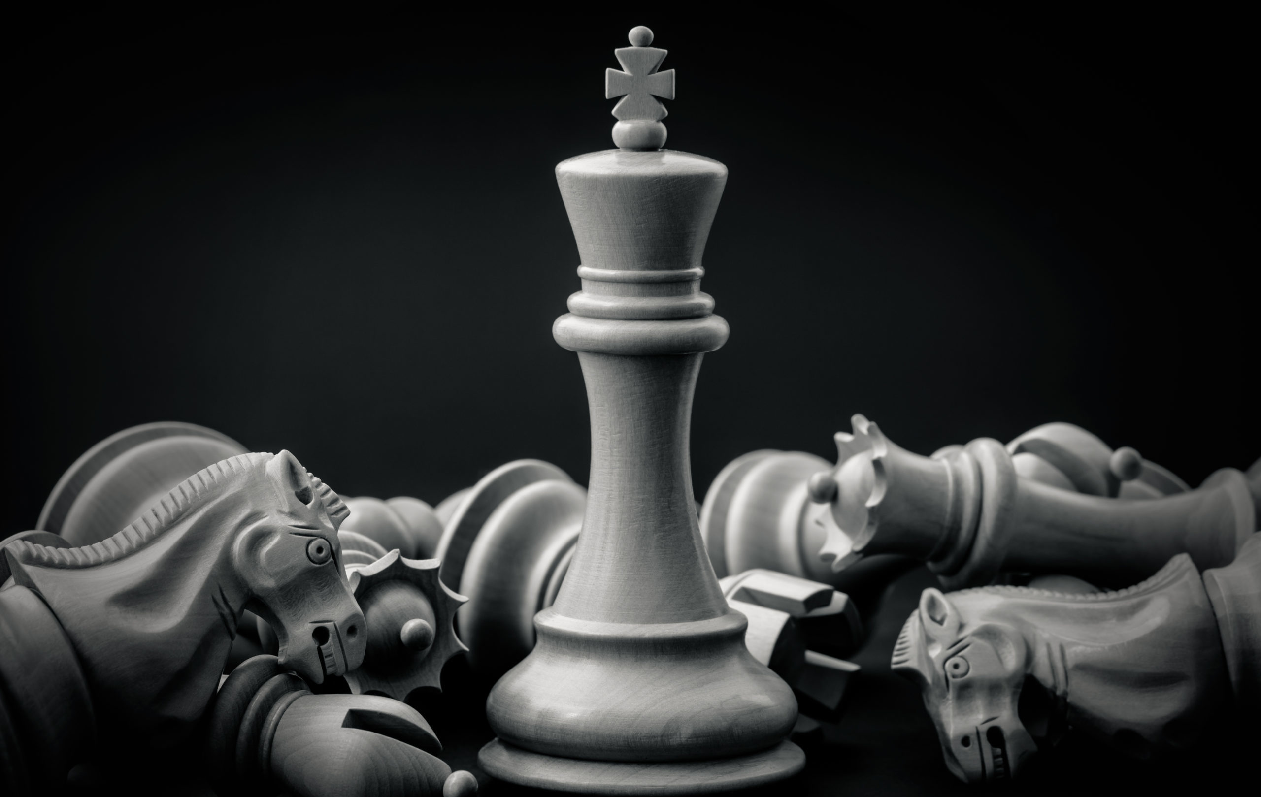Black,And,White,King,And,Knight,Of,Chess,Setup,On