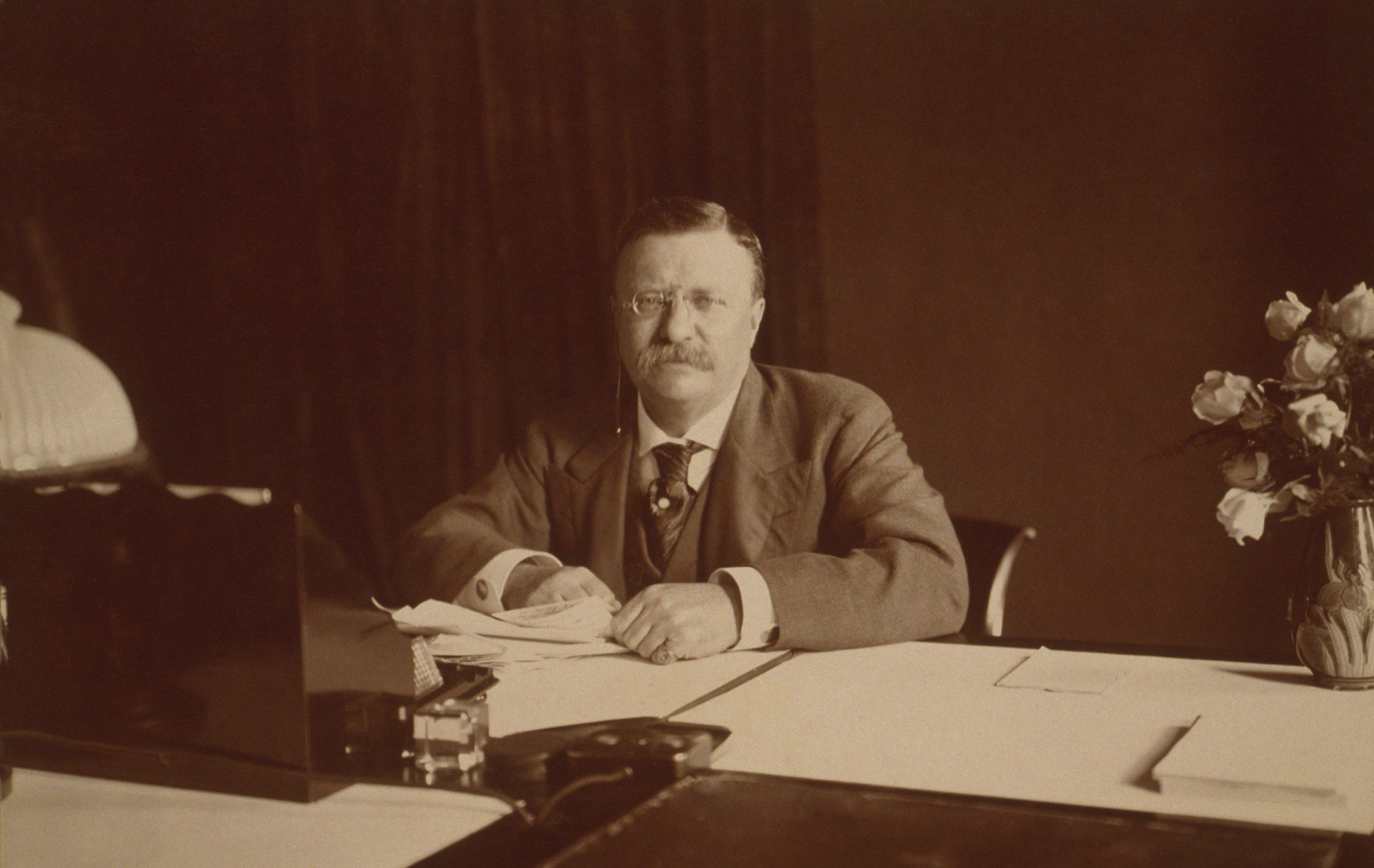 President,Theodore,Roosevelt,(1858-1919),,At,His,Desk,,1907.