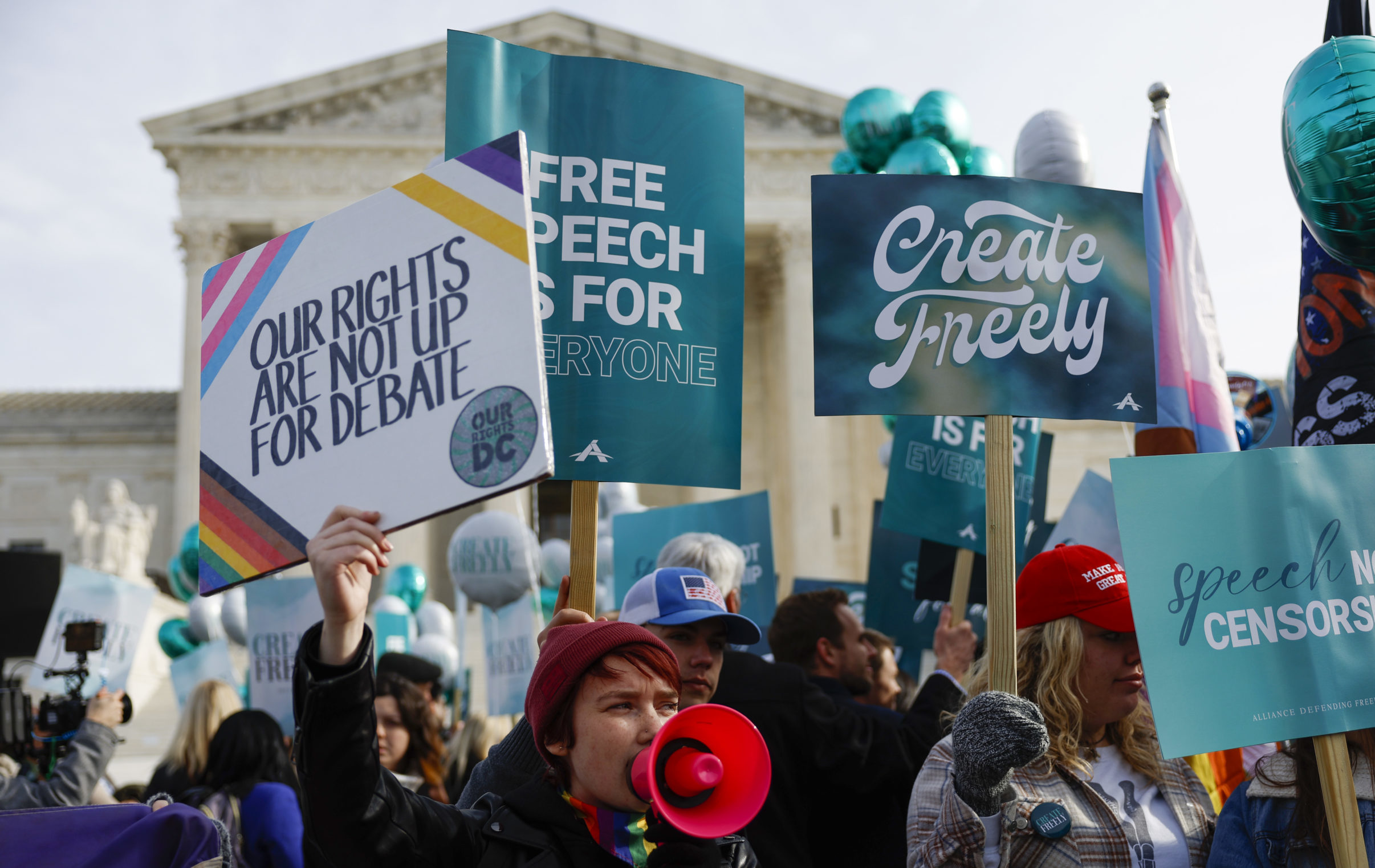 Protestors Rally At Supreme Court During Religious Liberties Case Hearing