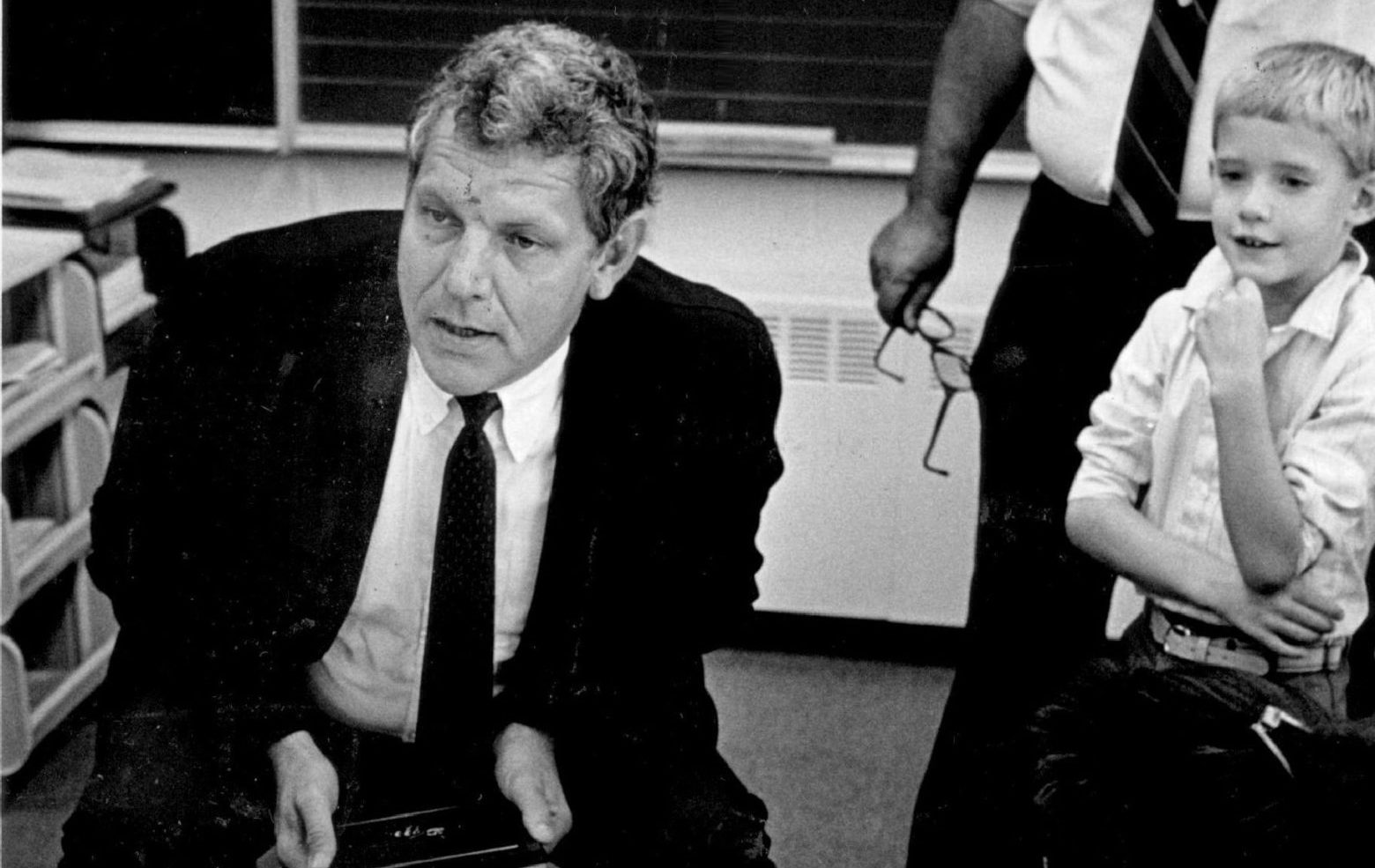 8/31/1987, SEP 1 1987; Secretary of Education William Bennett speaks to a groups of students at Mont